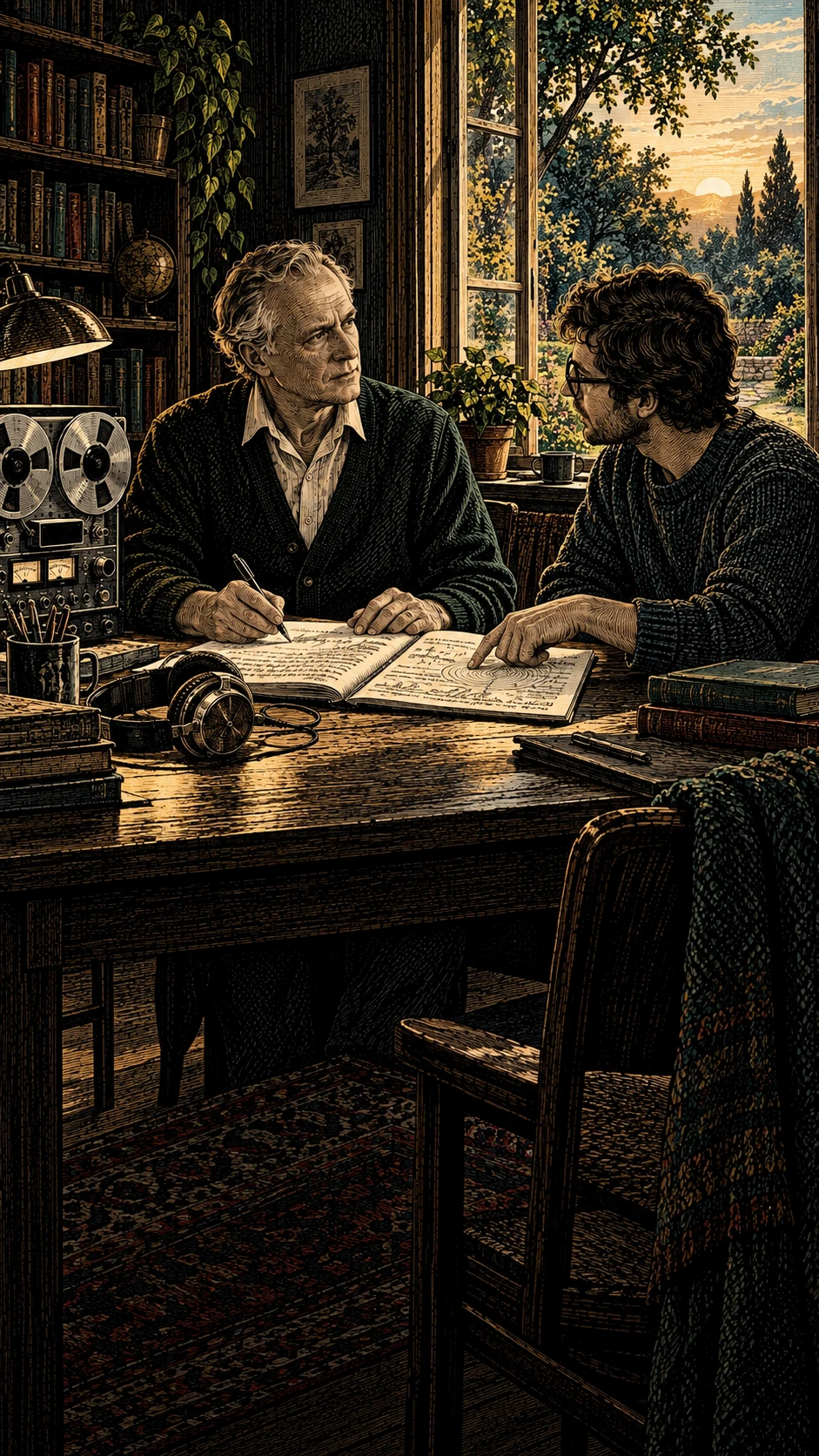 Interpretive illustration of Robert Monroe’s return to ordinary life after an out-of-body journey